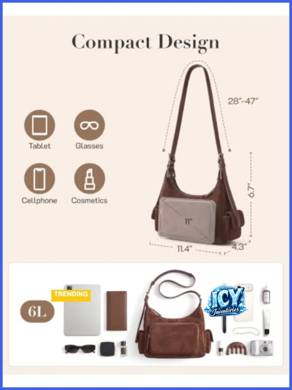 Faux Suede Hobo Bag Women Travel Purse Shoulder Handbag